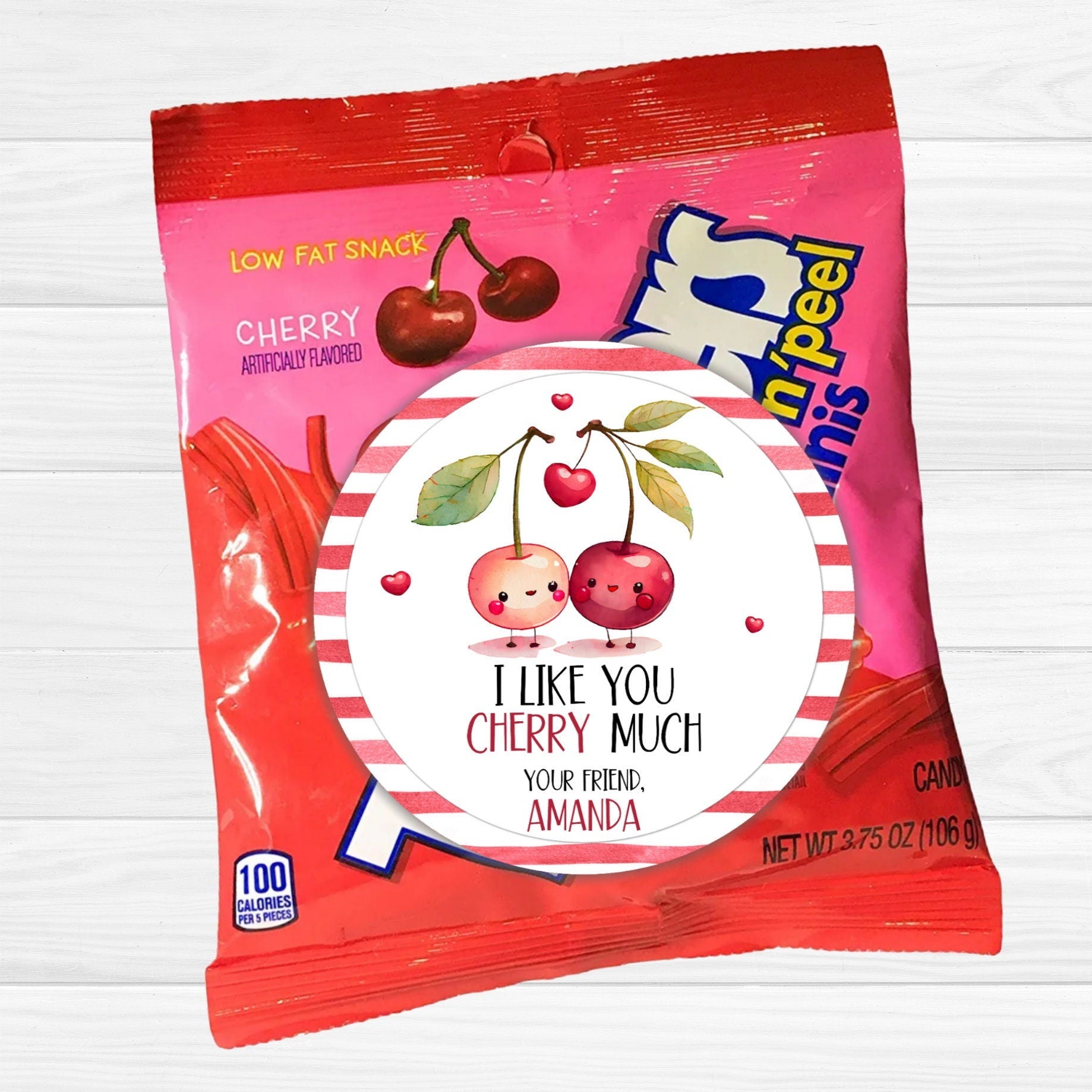 Cherry cute Friends Valentine's Day Sticker | I like you cherry much valentine Card | valentine bags, classroom school party gift