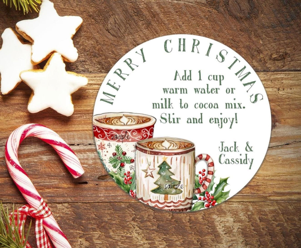 Hot Cocoa Mug Personalized Stickers | Christmas treat Custom Holiday Labels | Gift Tags Chocolate bomb | Treats & goody seals | x-mas seals