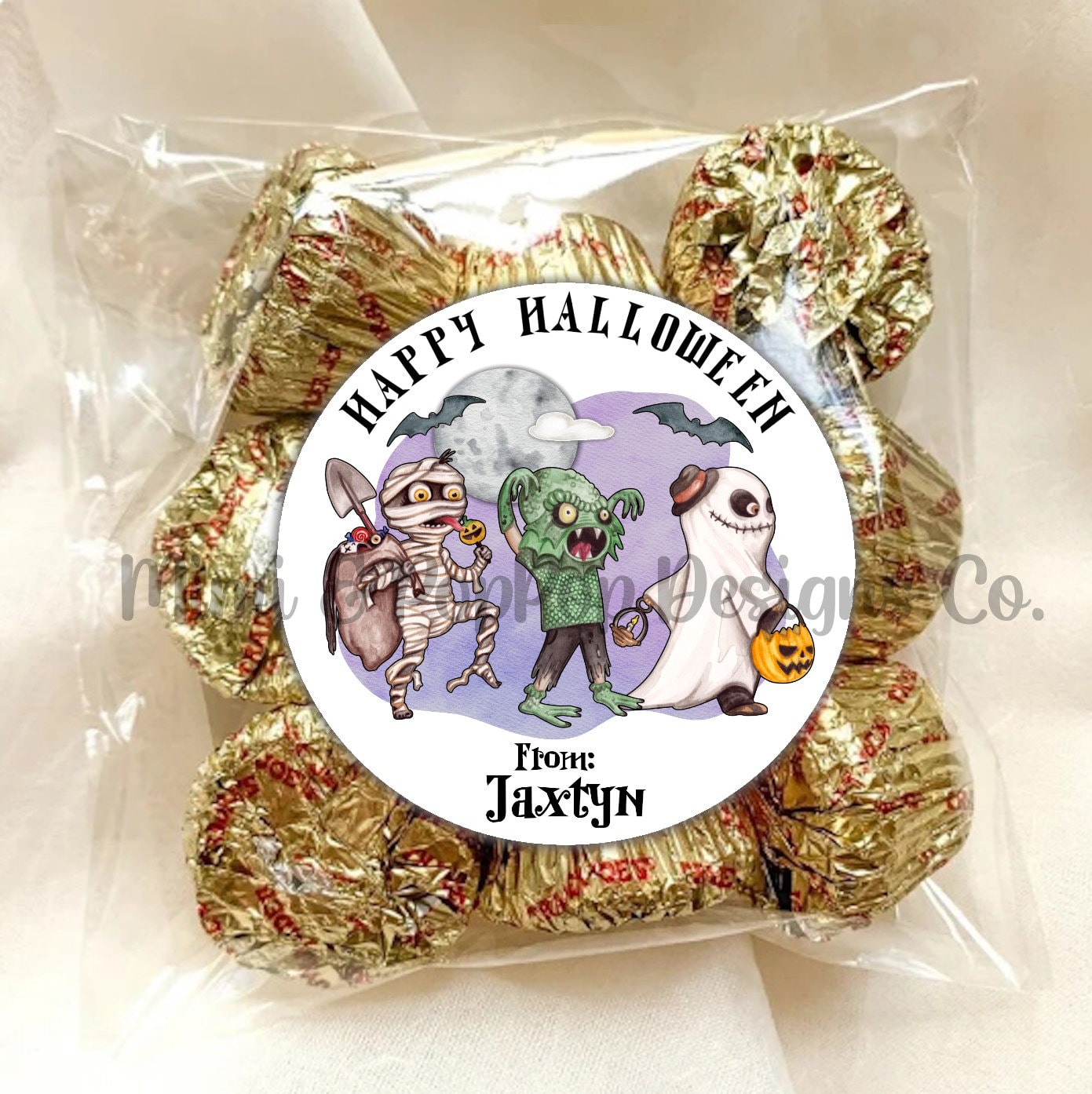 Mummy Swamp Monster Halloween Party Stickers | Spooky Ghost Costume thank you party celebration labels
