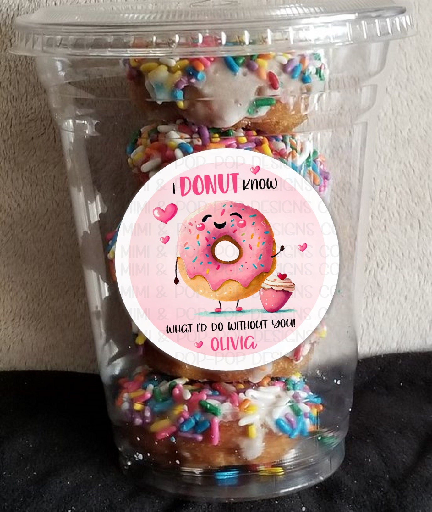 DONUT know What I'd Do without you Valentine's Day Sticker | Happy valentine's Card | Donut Pun gift | classroom school party stickers