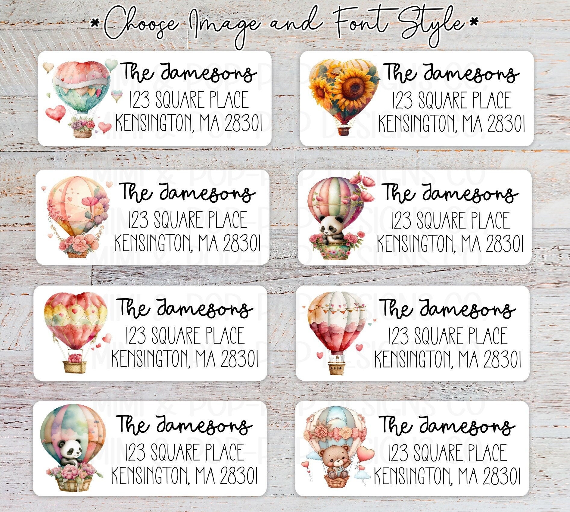 Hot Air Balloons Return Address Labels | Heart Balloon Envelope Seals | Cute balloon Card sticker labels