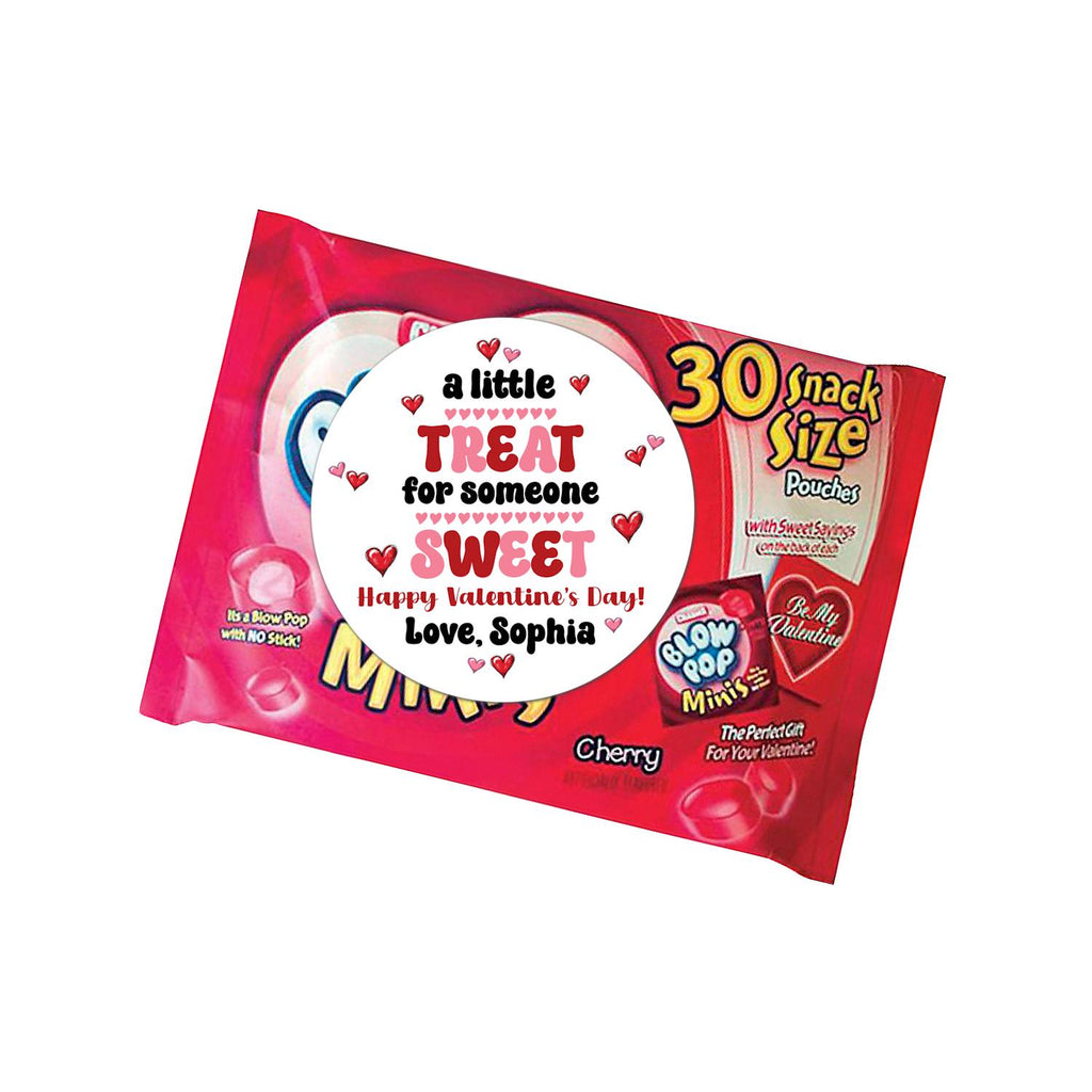 Little Treat Someone Sweet Valentine Sticker | Happy Valentine's Day heart candy treat Card | Perfect for classroom party gifts and cards