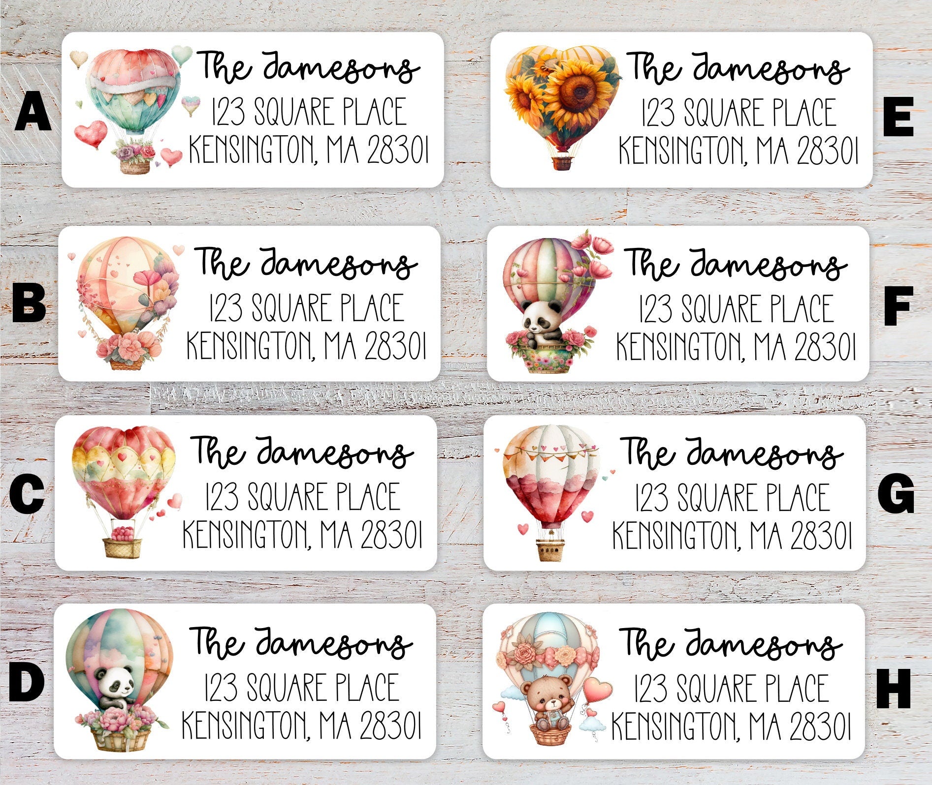 Hot Air Balloons Return Address Labels | Heart Balloon Envelope Seals | Cute balloon Card sticker labels